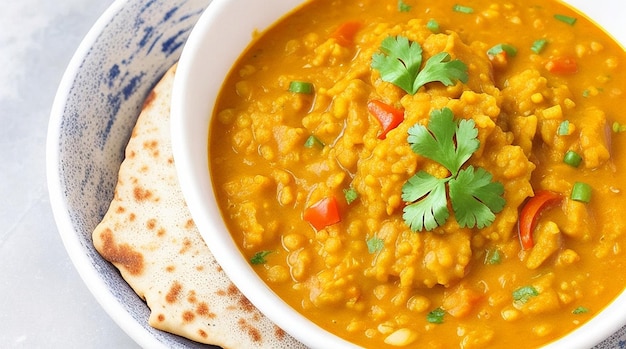 Indiase Dhal pittige curry in kom