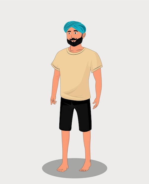 Indiase dorpsmannen drie kwart zicht cartoon personage ontwerp