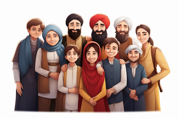 Indiase familie cultuur viering cartoon illustratie