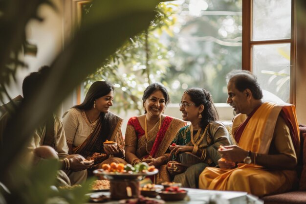 Foto indiase familiebijeenkomst viering van de levensstijl van het festival