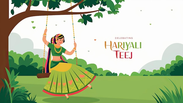 Indiase feest Happy Haryali Teej en Hartalika Teej illustratie
