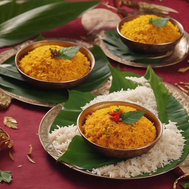 Indiase festival dussehra blad en rijst
