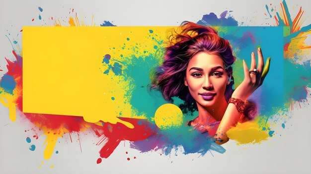 Indiase Holi Festival of Colors Digitale kunst illustratie voor sociale media Banner Template Design