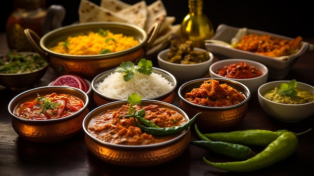 Indiase keuken eten op een tafel in een restaurant