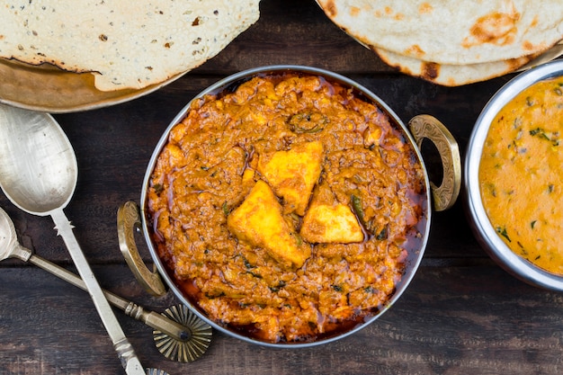 Indiase keuken Kadai Paneer eten