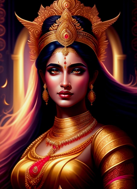 Indiase koningin of zeer sierlijke godin devi