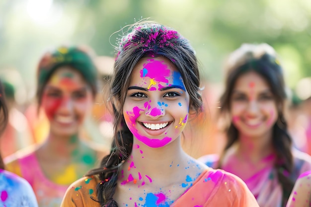 Indiase meisjes genieten van de Holi-viering