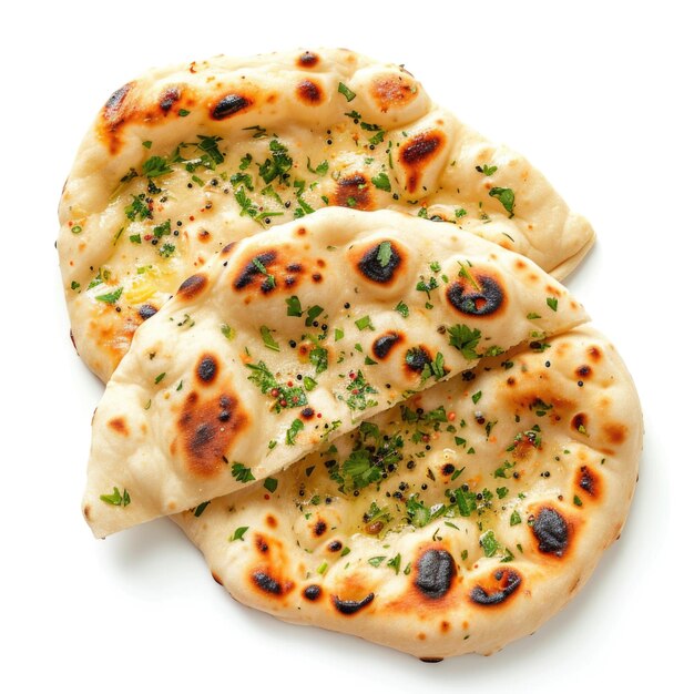 Indiase naan brood witte achtergrond