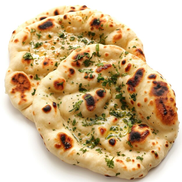 Indiase naan brood witte achtergrond