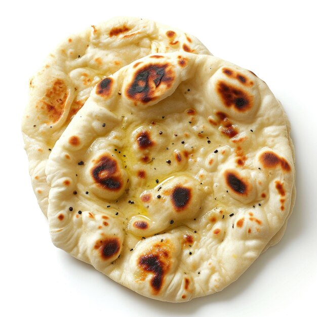 Foto indiase naan brood witte achtergrond