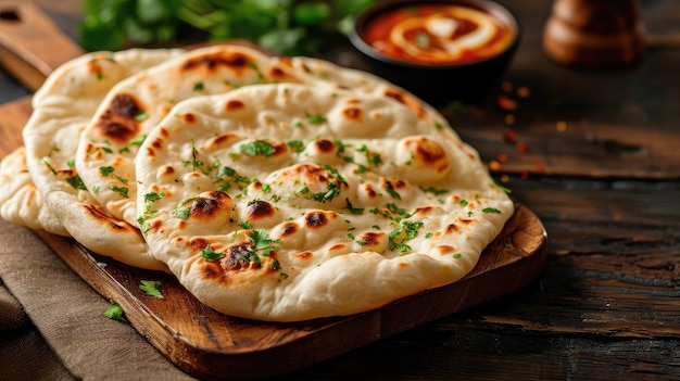 Indiase naanbrood op een houten bureau