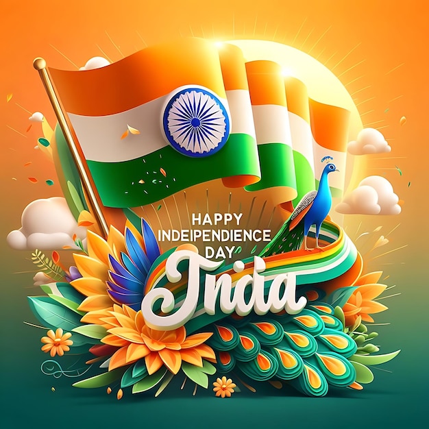 Foto indiase onafhankelijkheidsdag achtergrond platte illustratie