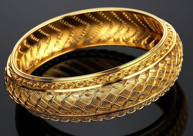 Indiase ontwerp gouden armband geïsoleerd op donkere achtergrond
