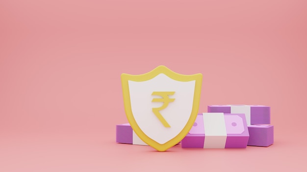 Indiase Roepies Beveiliging 3D Render Schild van Geld