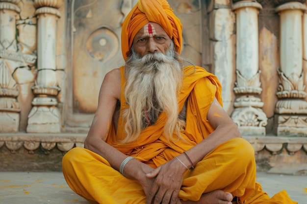 Indiase sadhu in saffraan gewaden