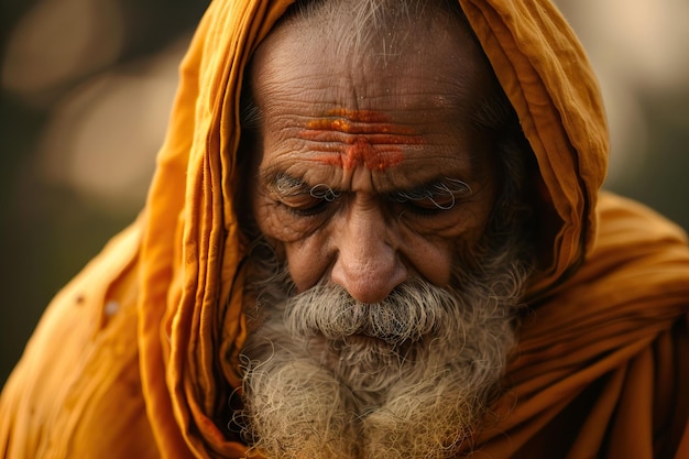 Indiase sadhu in saffraan gewaden
