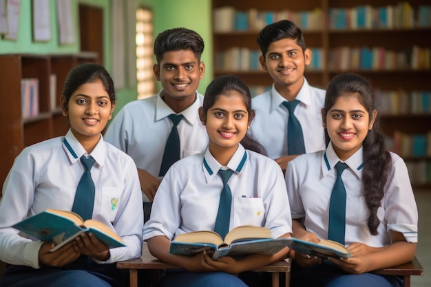 Indiase scholieren groep zitten in de klas