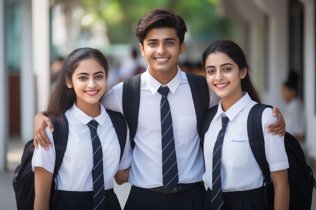 Indiase schoolvrienden groeperen zich op school