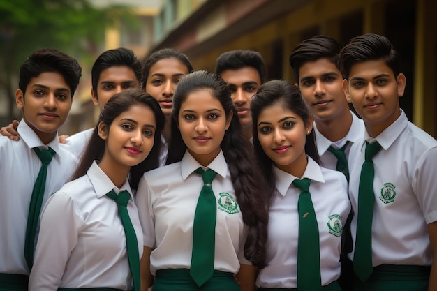 Indiase schoolvrienden groeperen zich op school