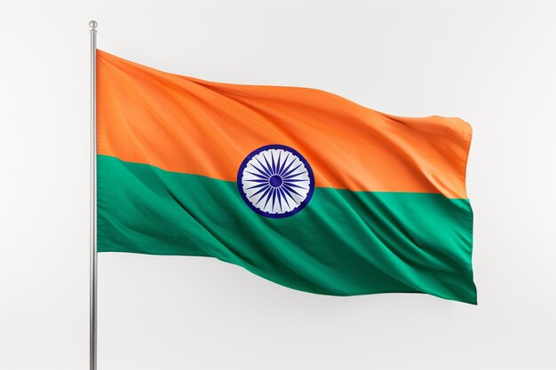 Indiase vlag op witte achtergrond voor Republiekdag en Onafhankelijkheidsdag