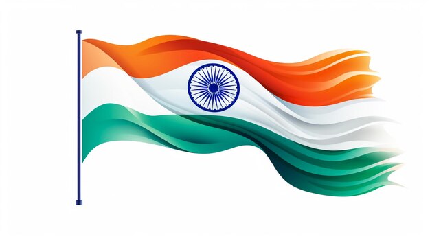 Indiase vlag vliegt hoog op Connaught Place met trots in de blauwe hemel Indiase vlag vliegt Indiase vlag op Onafhankelijkheidsdag en Dag van de Republiek van India tilt up shot Zwaaiende Indiase vlag Har Ghar Tiranga