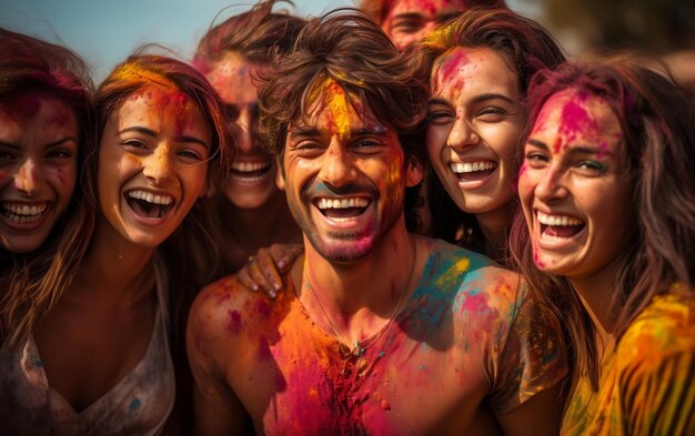 Indiase vrienden vieren Holi Generatieve AI