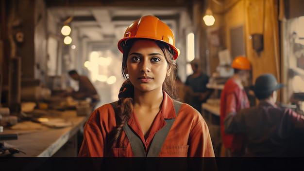 Indiase vrouwelijke ingenieur die aan een project werkt in haar kantoor