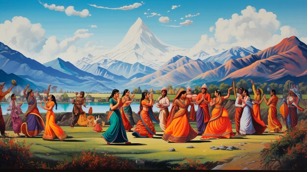 Indiase vrouwen dansen op een traditioneel festival.