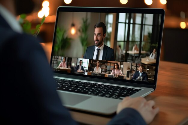 Indiase zakenman heeft een virtuele teamvergadering via videoconferentie