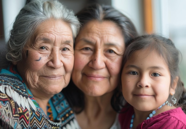 母の日を祝う先住民族の母と娘
