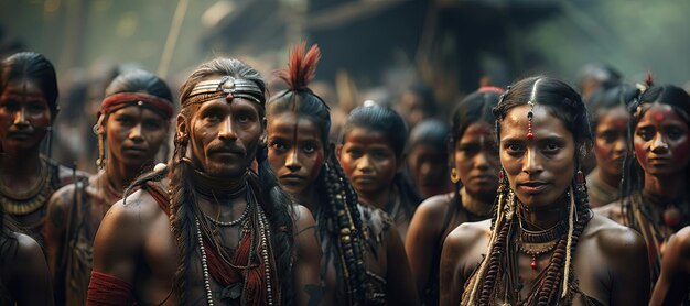 Foto popolo indigeno in india che rappresenta le diverse tradizioni culturali generato con l'ai