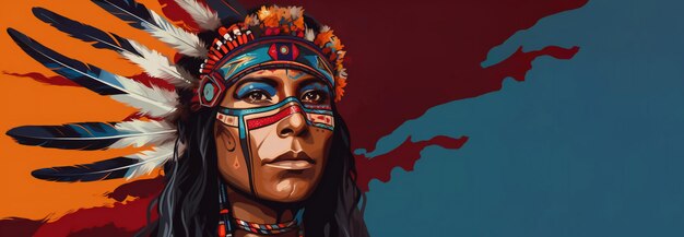 Indigenous Peoples Day landscape background with copy space