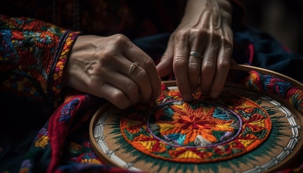写真 ai が生成した伝統的な織物工芸品に取り組む先住民の女性たち