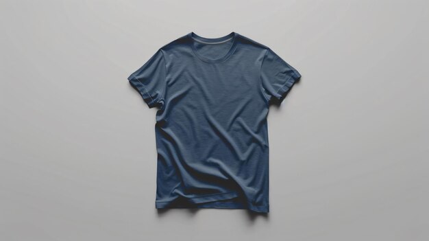 インディゴ色のTシャツ灰色の背景のモケップデザイン