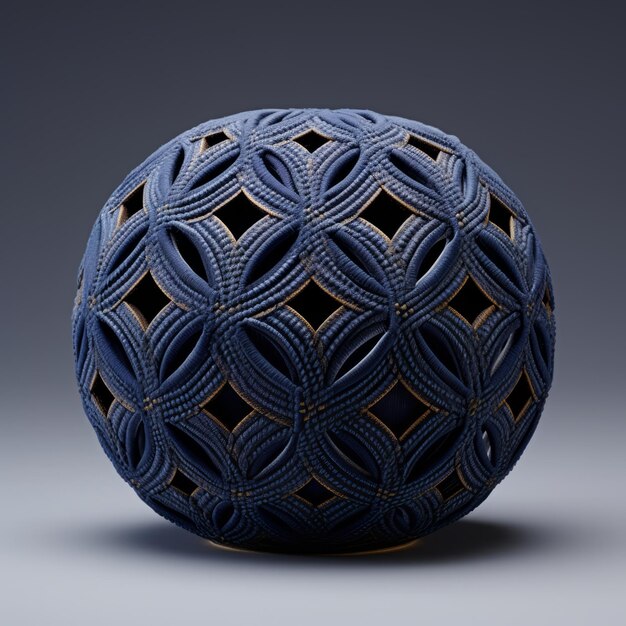 Indigocoated Flower Sphere With Woven Perforated Design