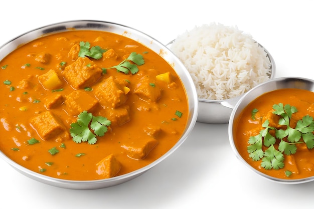 Indisch eten of Indiase curry op witte achtergrond