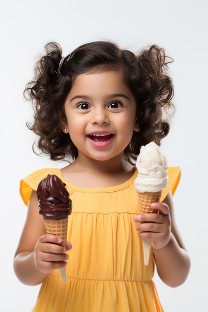Indisch meisje met een ijsje of een beker