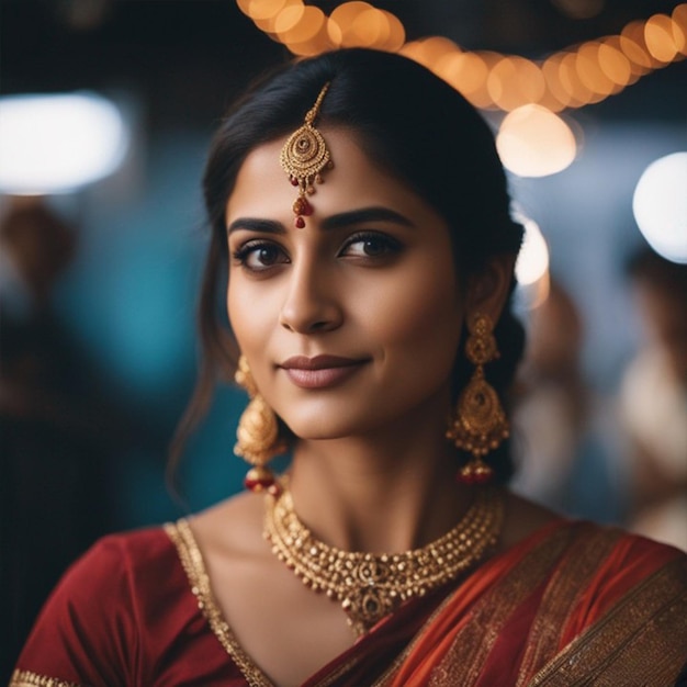 Indische vrouwen met traditionele kledinghuwelijk