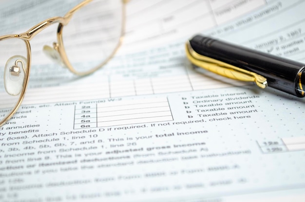 Individual income tax return form by IRS concept for taxation