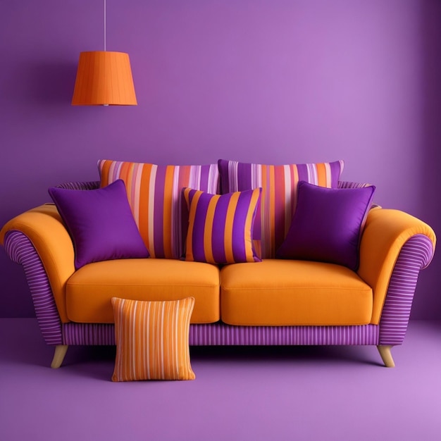 individual purple sofa with striped