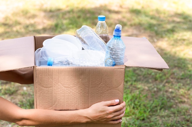 Individual recycling plastic bottles