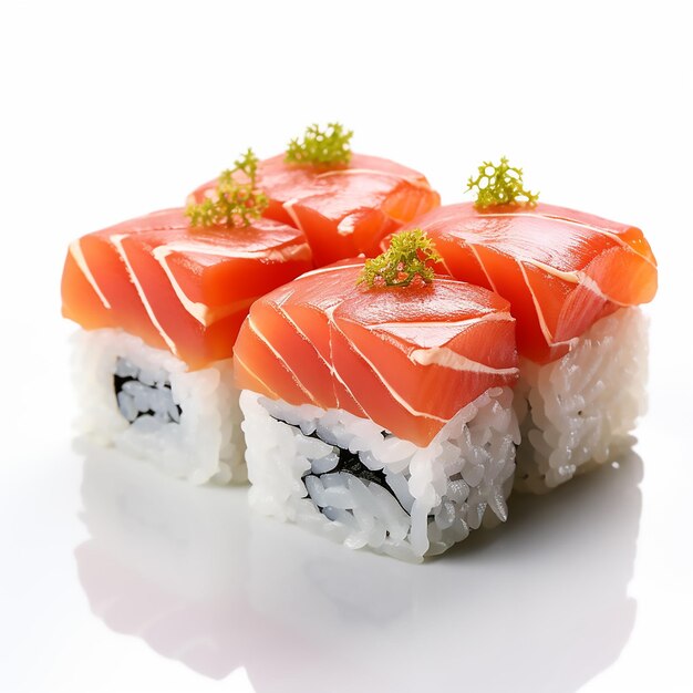 Photo individual sushi varied background white