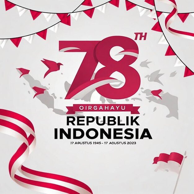 Indonesia 78th independence day vertical poster template