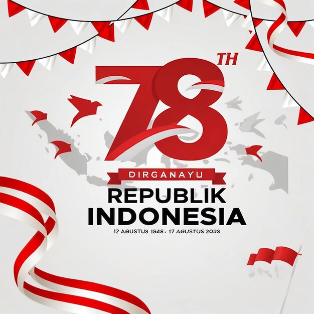 Photo indonesia 78th independence day vertical poster template