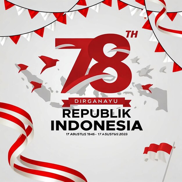 Foto indonesia 78a festa dell'indipendenza modello di poster verticale