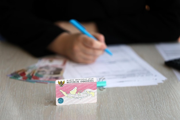 Indonesia child identity card kartu identitas anak or kia card id document for indonesian children