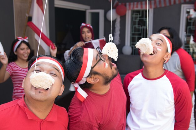 Indonesia crackers eating competition