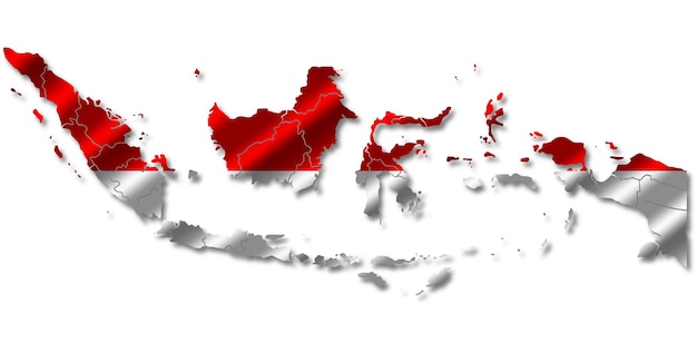 Photo indonesia flag illustration on the maps indonesian 37 province