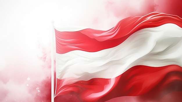 Indonesia Flag red and white flag bokeh background