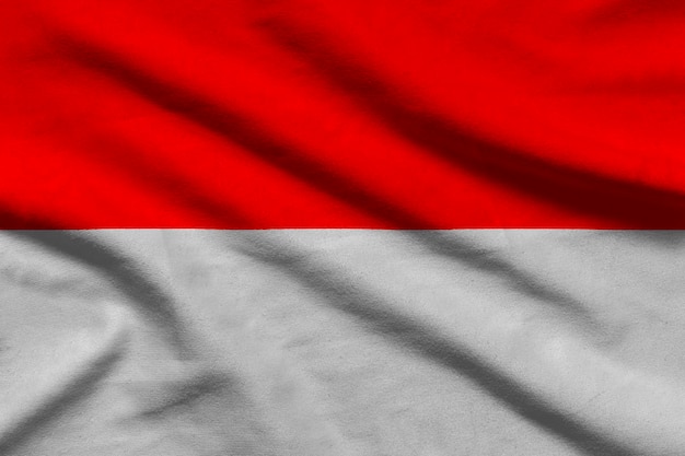 Indonesia flag on wavy fabric